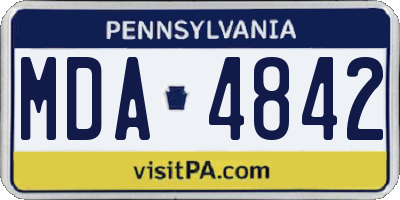 PA license plate MDA4842