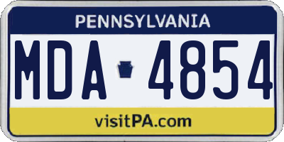 PA license plate MDA4854
