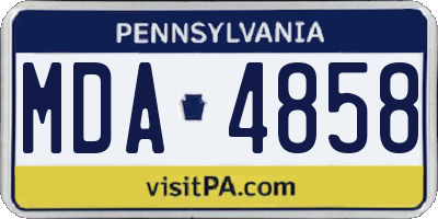 PA license plate MDA4858