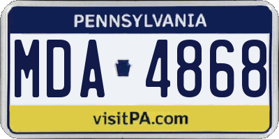 PA license plate MDA4868