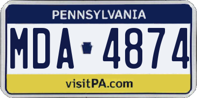 PA license plate MDA4874