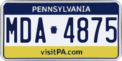 PA license plate MDA4875