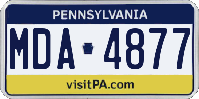 PA license plate MDA4877