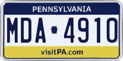 PA license plate MDA4910
