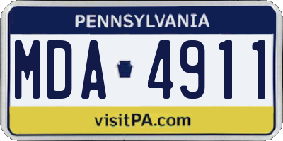 PA license plate MDA4911