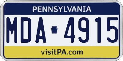 PA license plate MDA4915