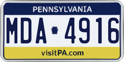 PA license plate MDA4916