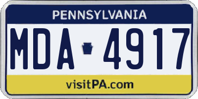 PA license plate MDA4917