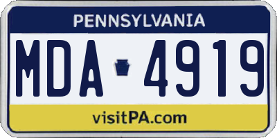 PA license plate MDA4919