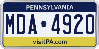 PA license plate MDA4920