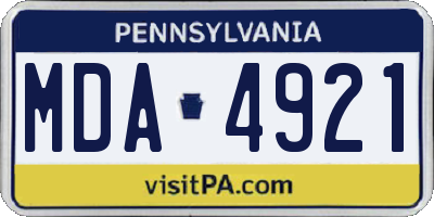 PA license plate MDA4921