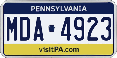PA license plate MDA4923