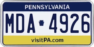 PA license plate MDA4926