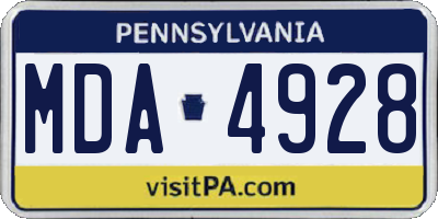 PA license plate MDA4928