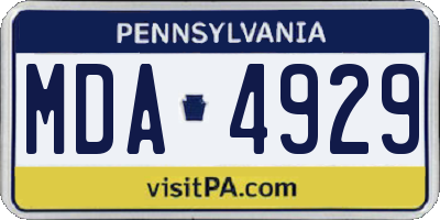 PA license plate MDA4929