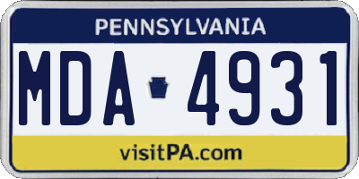 PA license plate MDA4931