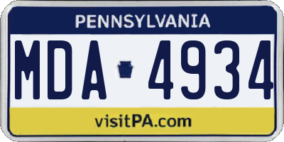 PA license plate MDA4934