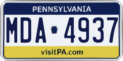 PA license plate MDA4937