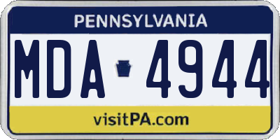 PA license plate MDA4944