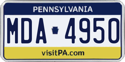 PA license plate MDA4950