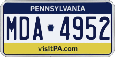 PA license plate MDA4952