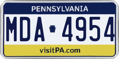 PA license plate MDA4954