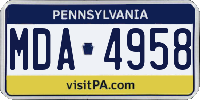 PA license plate MDA4958
