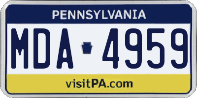 PA license plate MDA4959