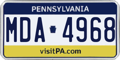 PA license plate MDA4968