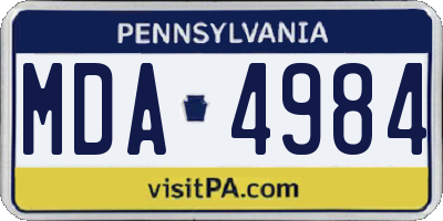 PA license plate MDA4984