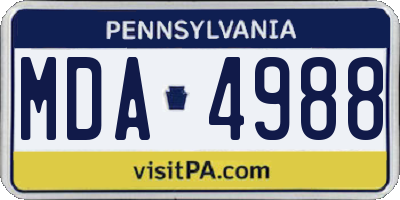 PA license plate MDA4988