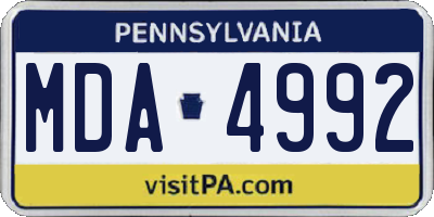 PA license plate MDA4992