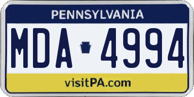PA license plate MDA4994