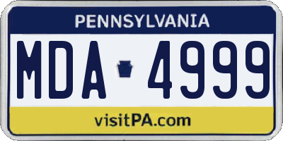 PA license plate MDA4999