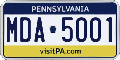 PA license plate MDA5001