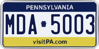 PA license plate MDA5003