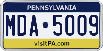 PA license plate MDA5009