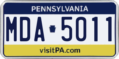 PA license plate MDA5011