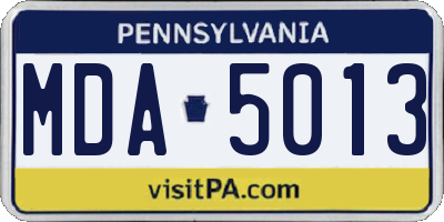 PA license plate MDA5013