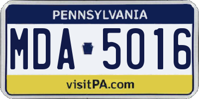 PA license plate MDA5016