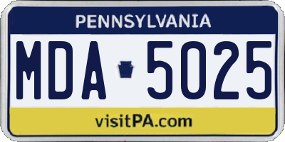 PA license plate MDA5025