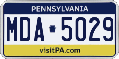 PA license plate MDA5029