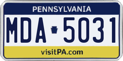 PA license plate MDA5031