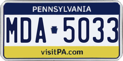 PA license plate MDA5033