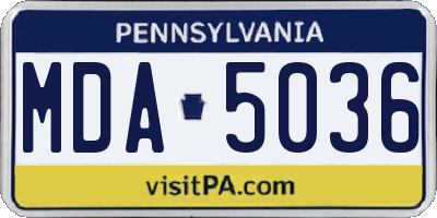 PA license plate MDA5036