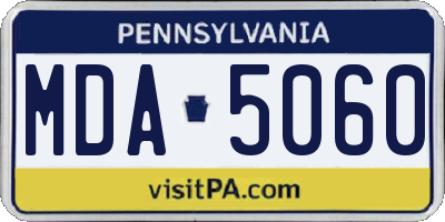 PA license plate MDA5060