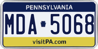PA license plate MDA5068