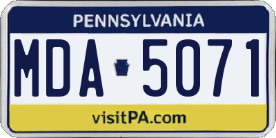 PA license plate MDA5071