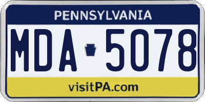PA license plate MDA5078