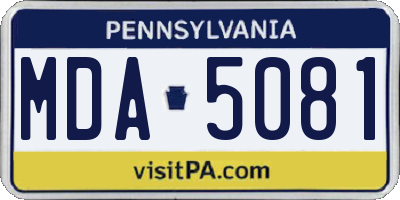 PA license plate MDA5081